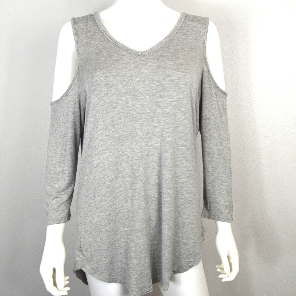 Bobbie Brooks Grey Cold Shoulder Top
